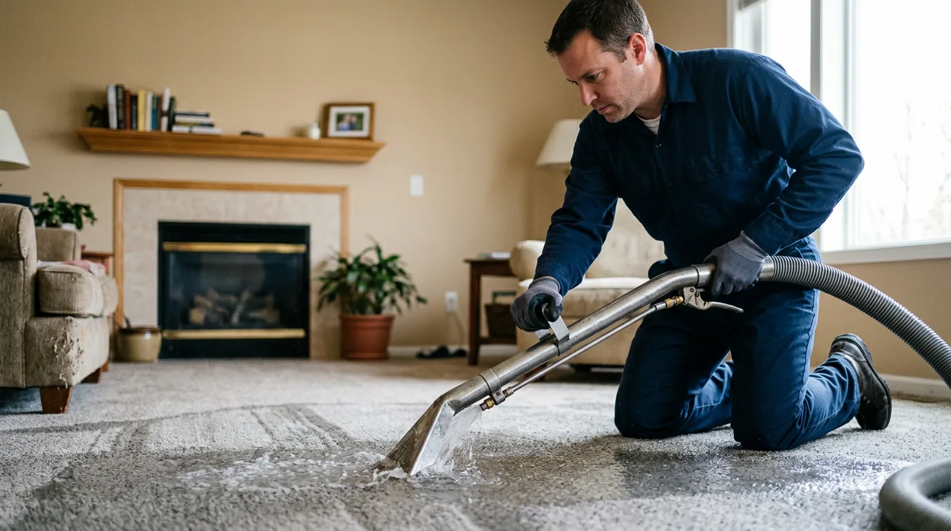 Water damage restoration technician working near Alpine, CA